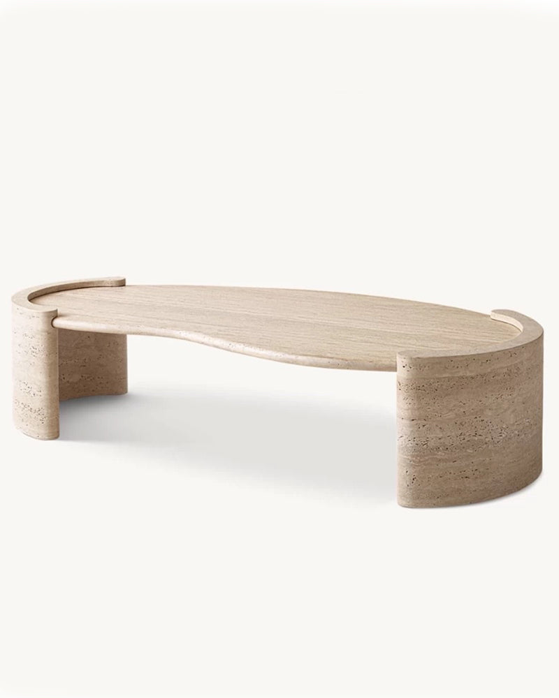 Natural Beige Travertine Cycle Mango Coffee Table