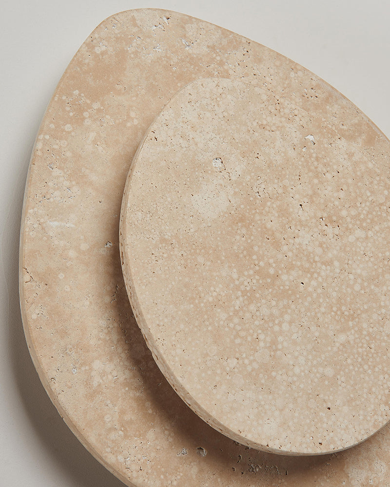 Natural Beige Travertine Overlapping Wall Lamp