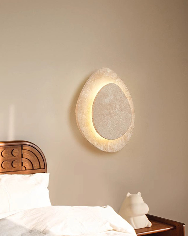 Natural Beige Travertine Overlapping Wall Lamp