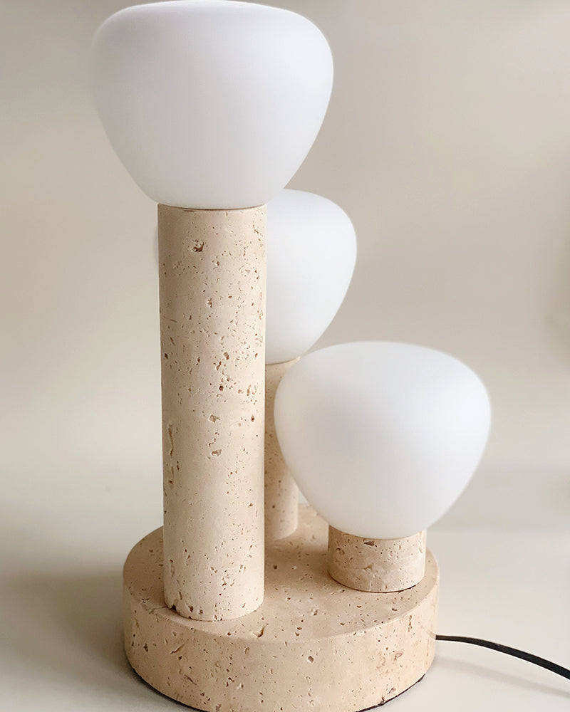 Natural Beige Travertine Plant Table Lamp