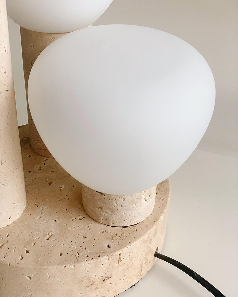 Natural Beige Travertine Plant Table Lamp