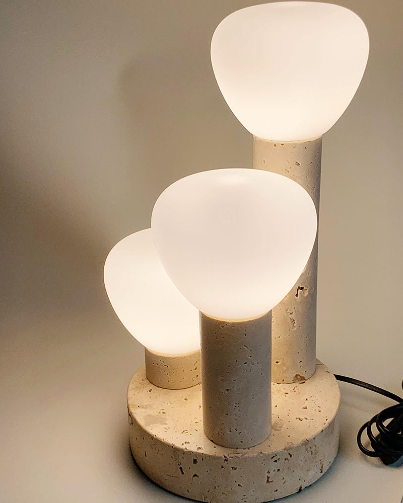 Natural Beige Travertine Plant Table Lamp