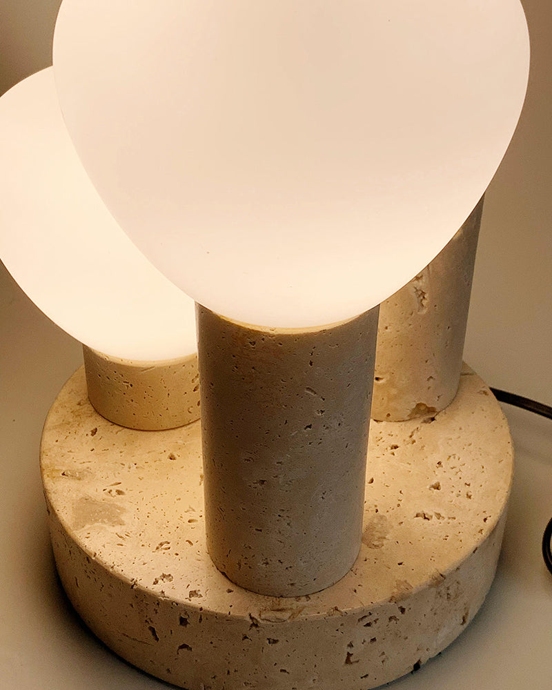 Natural Beige Travertine Plant Table Lamp