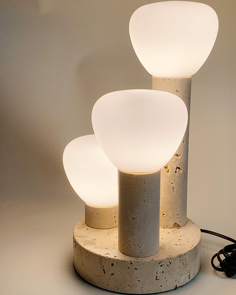 Natural Beige Travertine Plant Table Lamp
