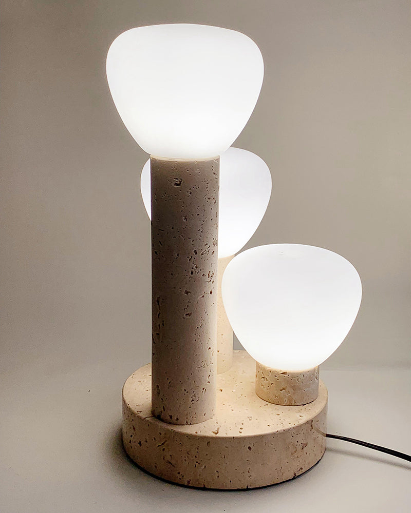 Natural Beige Travertine Plant Table Lamp