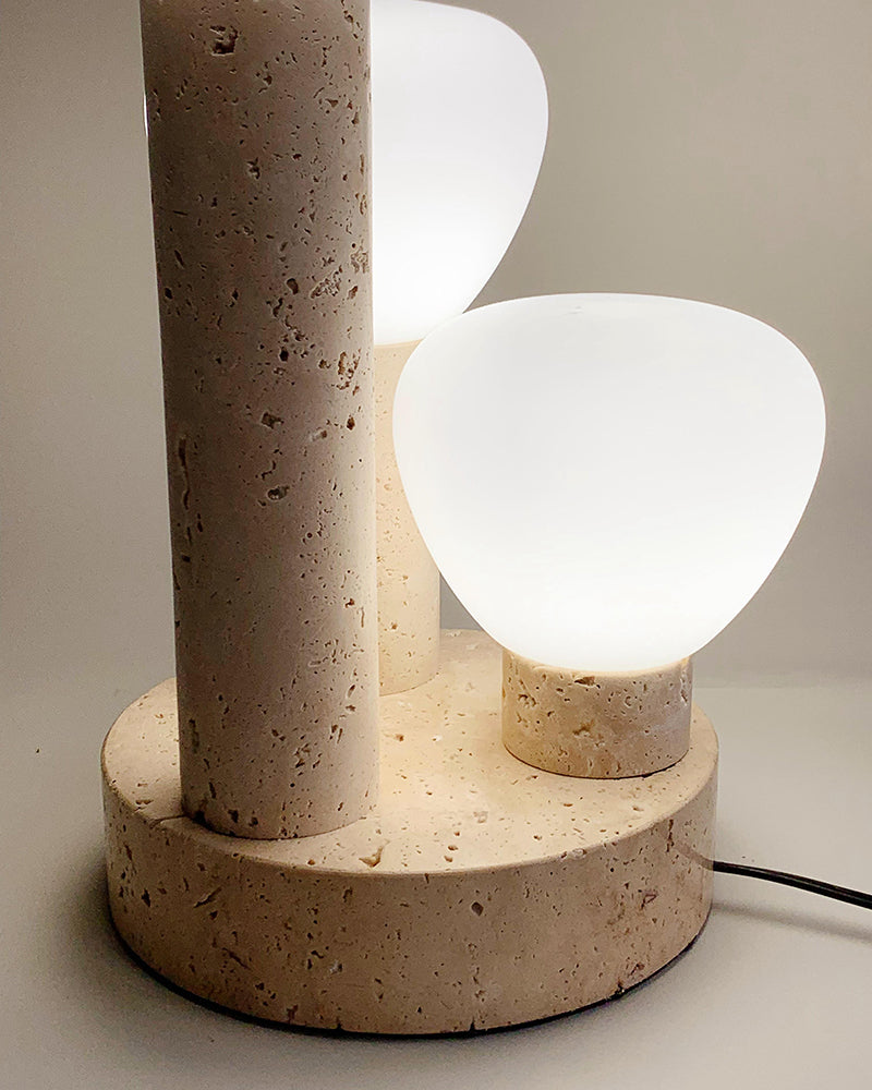 Natural Beige Travertine Plant Table Lamp
