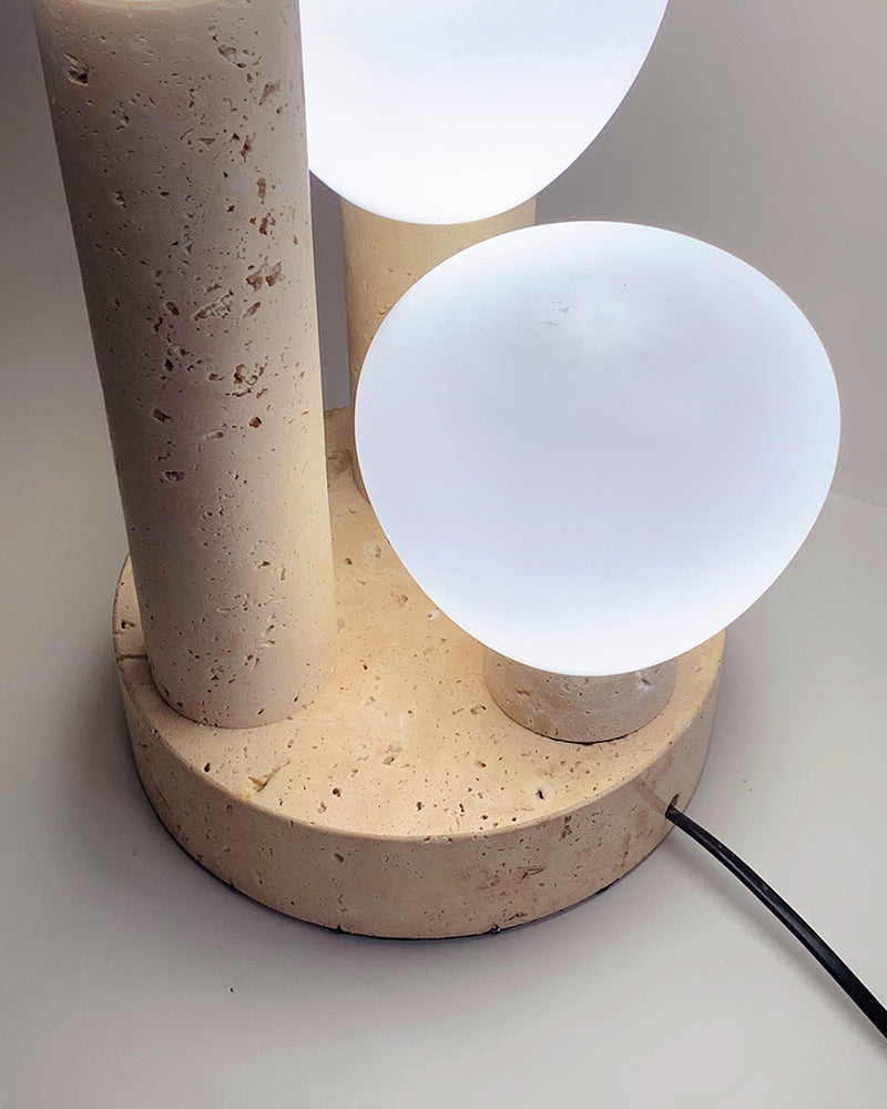 Natural Beige Travertine Plant Table Lamp
