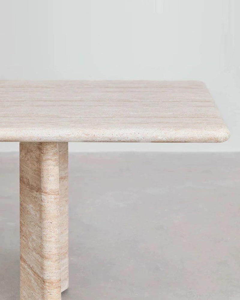Natural Beige Travertine Rectangle Dining Table