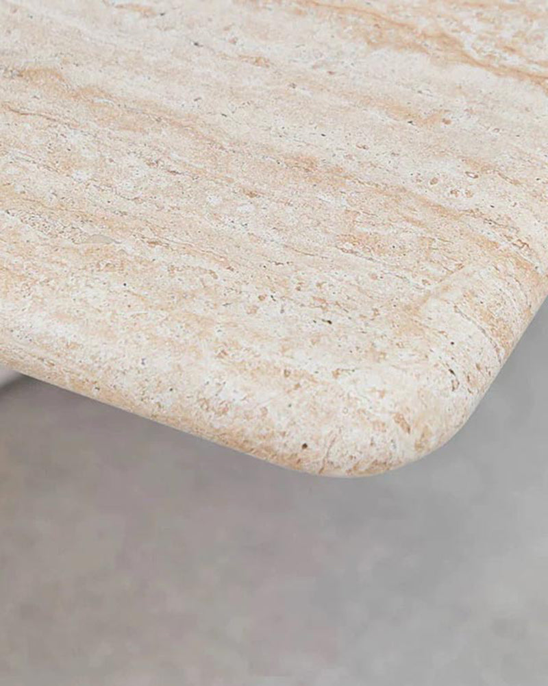 Natural Beige Travertine Rectangle Dining Table