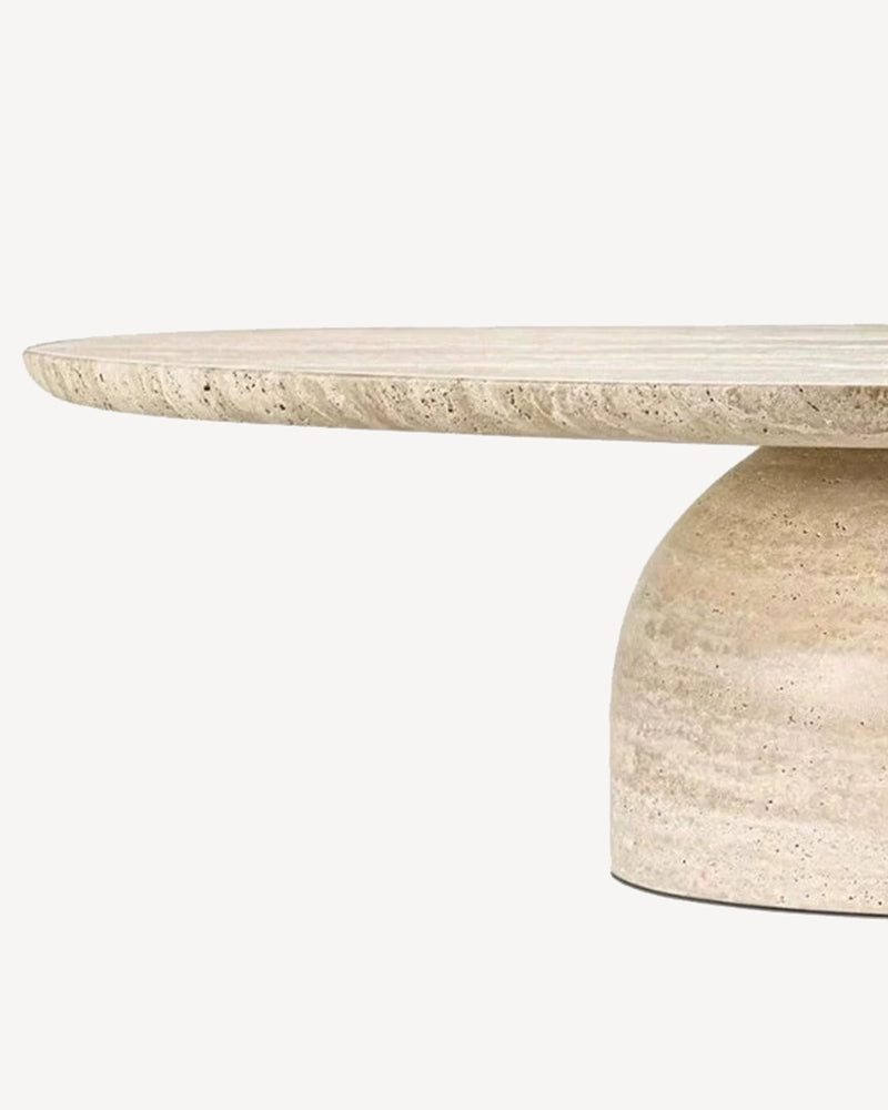 Natural Beige Travertine Semicircle Base Coffee Table