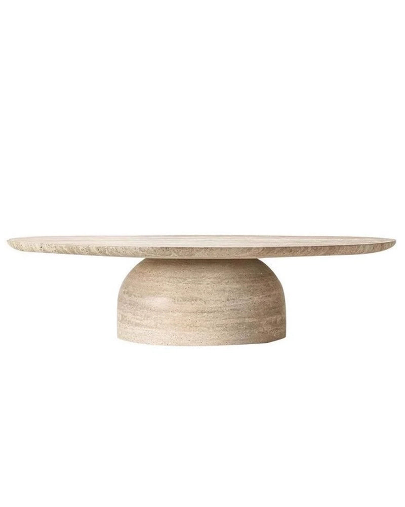 Natural Beige Travertine Semicircle Base Coffee Table