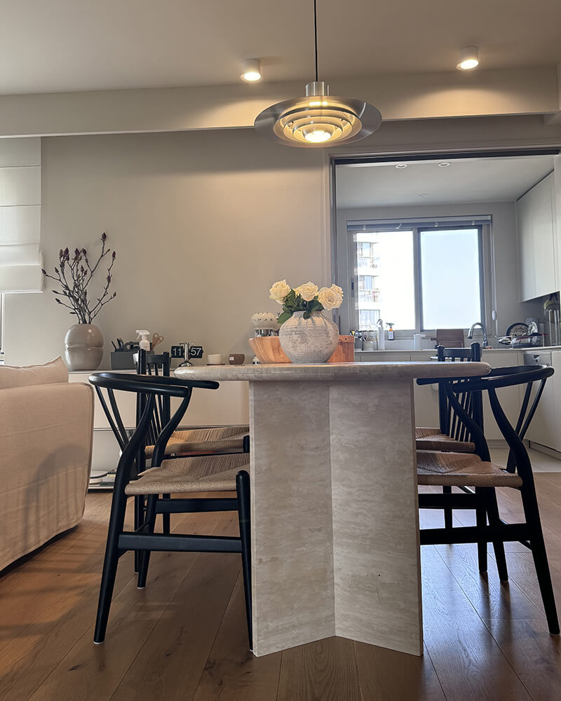 Natural Beige Travertine Zephyr Dining Table
