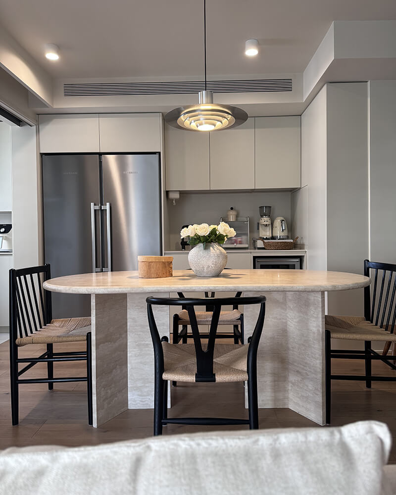 Natural Beige Travertine Zephyr Dining Table