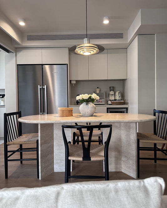 Natural Beige Travertine Zephyr Dining Table
