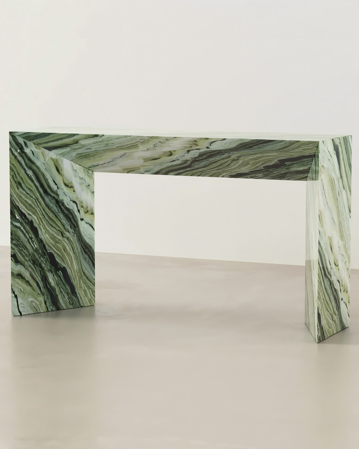 Natural Green Forest Marble Simaple Console Table