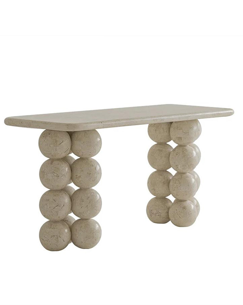 Natural Limestone Pearl Shape Base Console Table