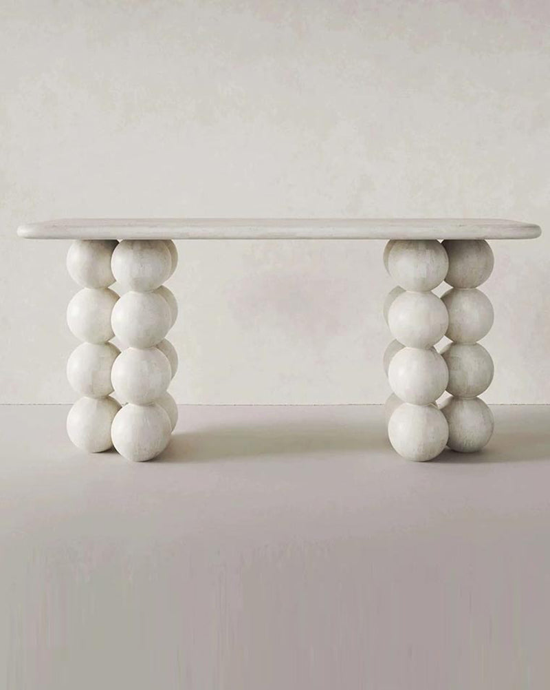Natural Limestone Pearl Shape Base Console Table