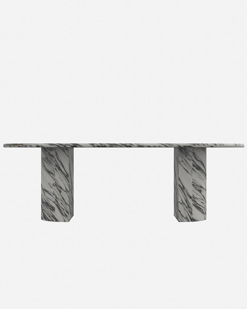 Natural Marble Arabescato Dining Table - Semi-cyl Base
