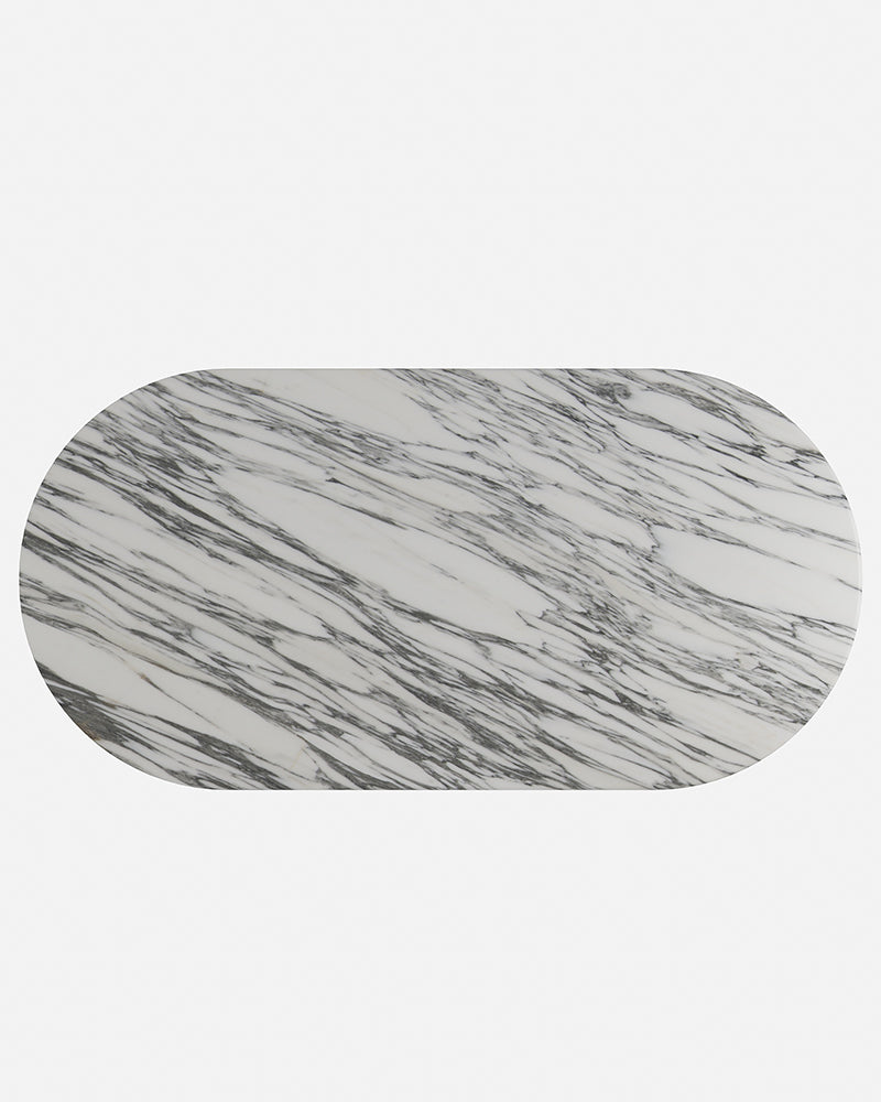 Natural Marble Arabescato Dining Table - Semi-cyl Base