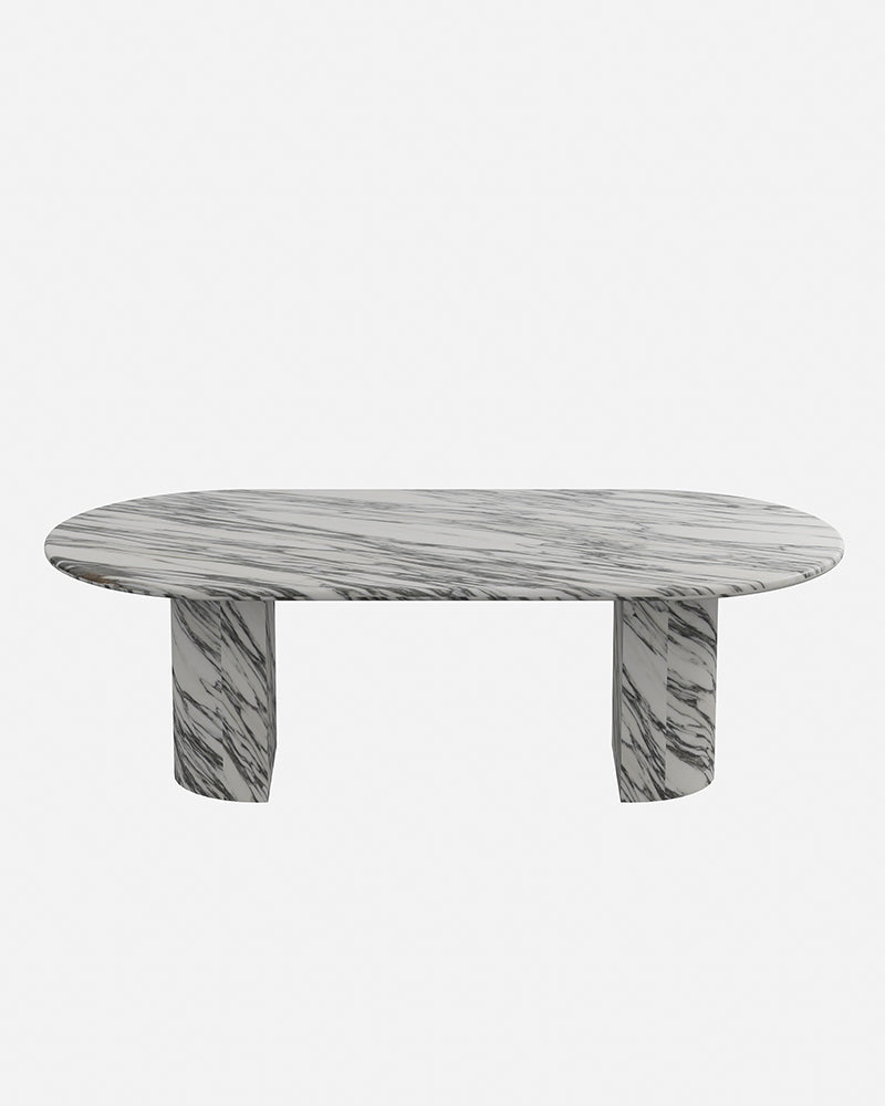 Natural Marble Arabescato Dining Table - Semi-cyl Base