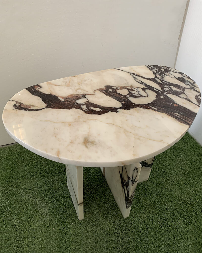 Natural Marble Calacatta Viola Organic Egg Side Table