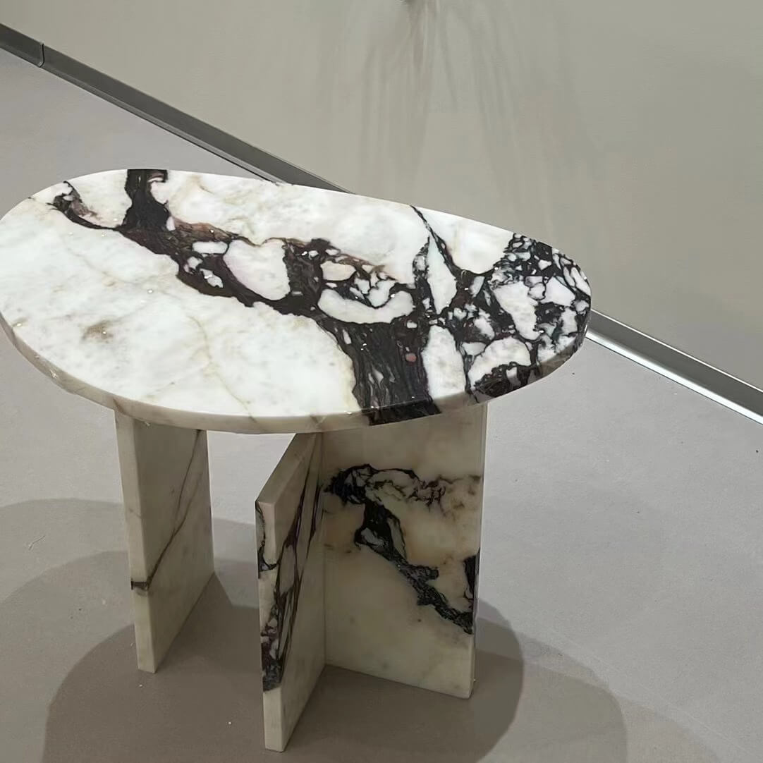Natural Marble Calacatta Viola Organic Egg Side Table