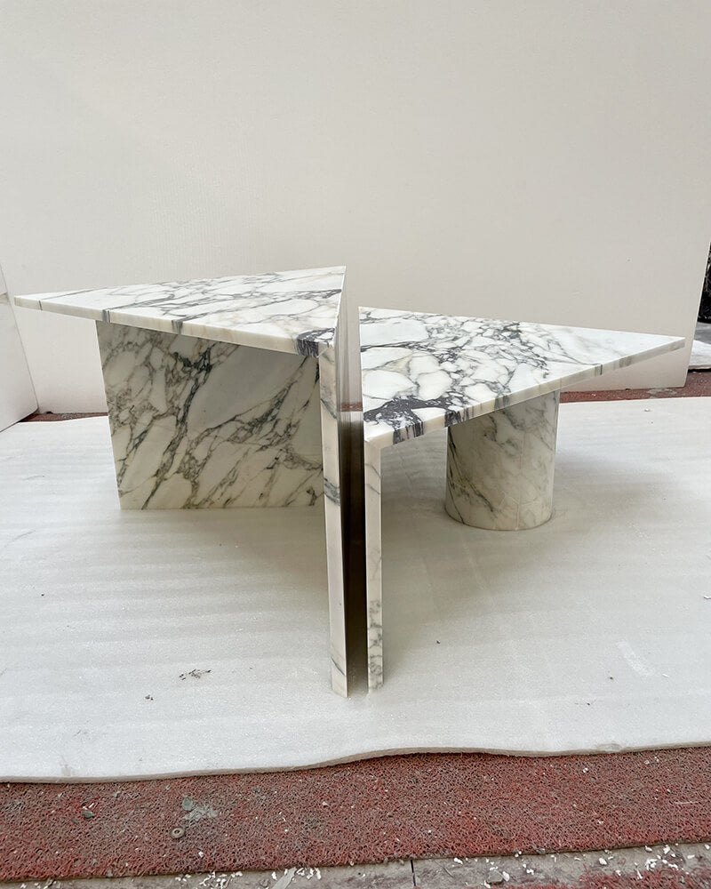Natural Marble Calacatta Viola Triangle Coffee Table 2Pcs