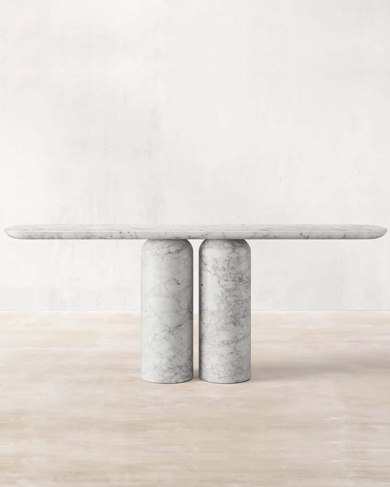 Natural Marble Double Cylindrical Console Table