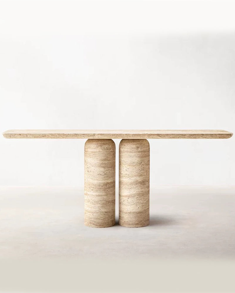 Natural Marble Double Cylindrical Console Table