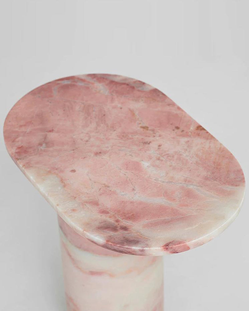 Natural Marble Pink Rose Bloack Base Side Table
