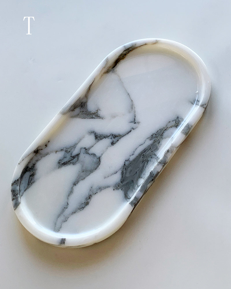 Natural Marble Square Round Tray