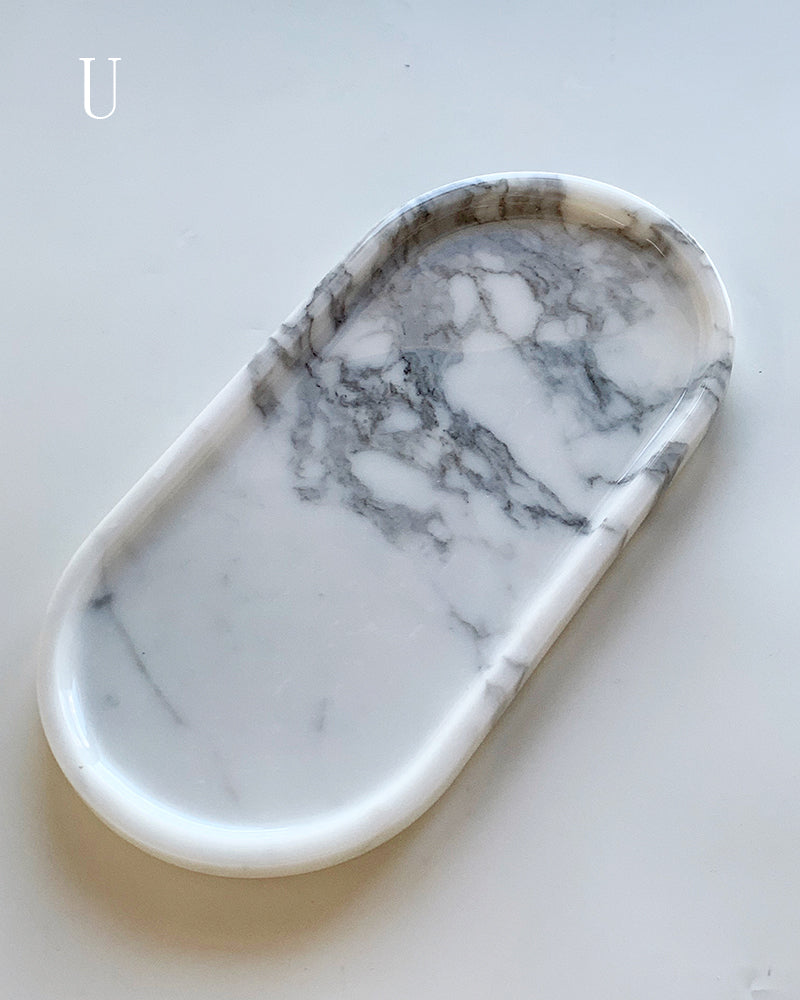 Natural Marble Square Round Tray