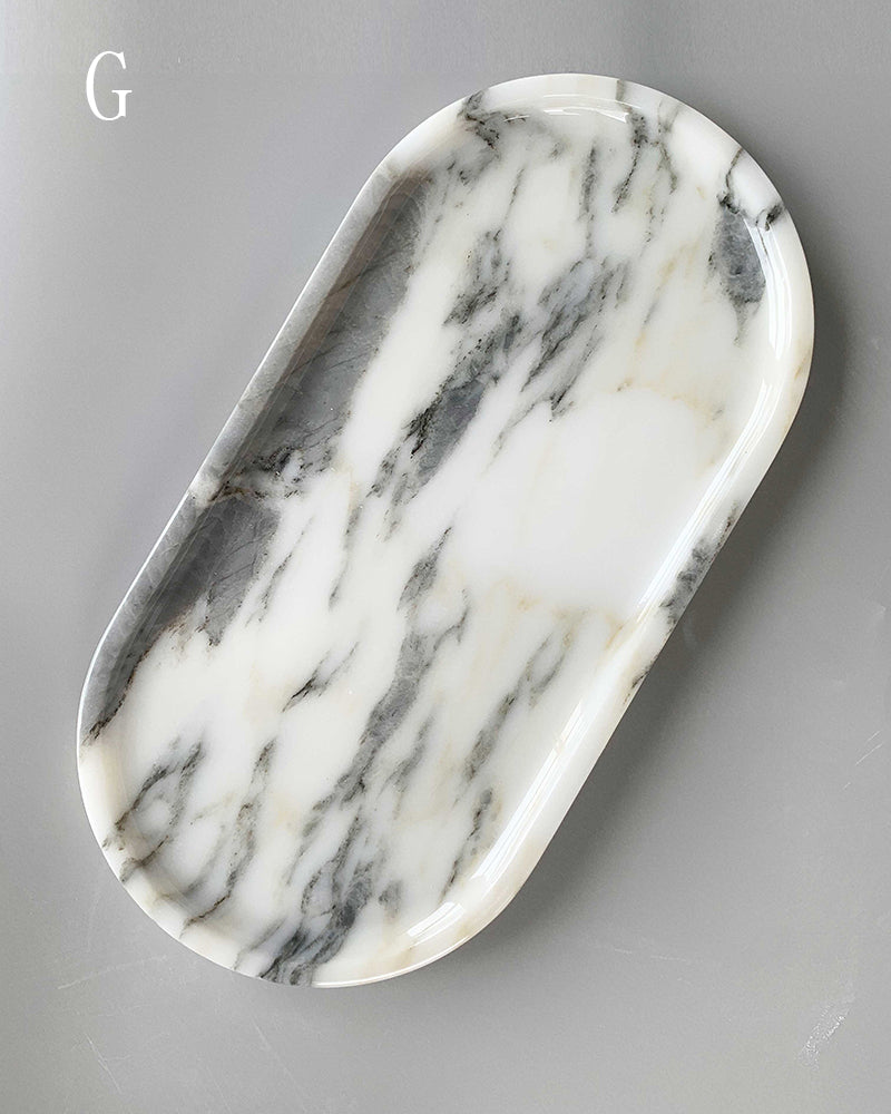 Natural Marble Square Round Tray