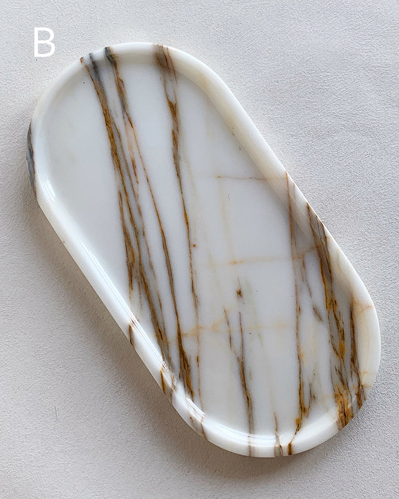 Natural Marble Square Round Tray