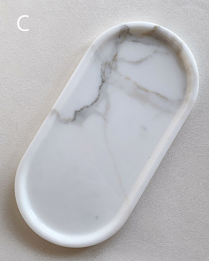 Natural Marble Square Round Tray