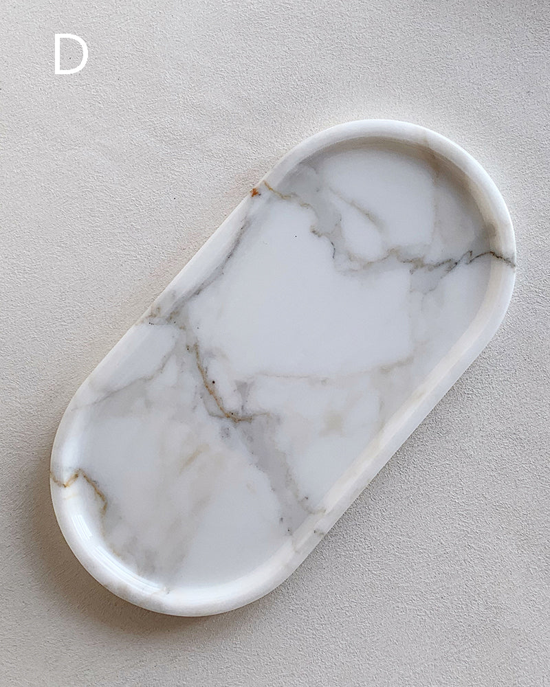 Natural Marble Square Round Tray