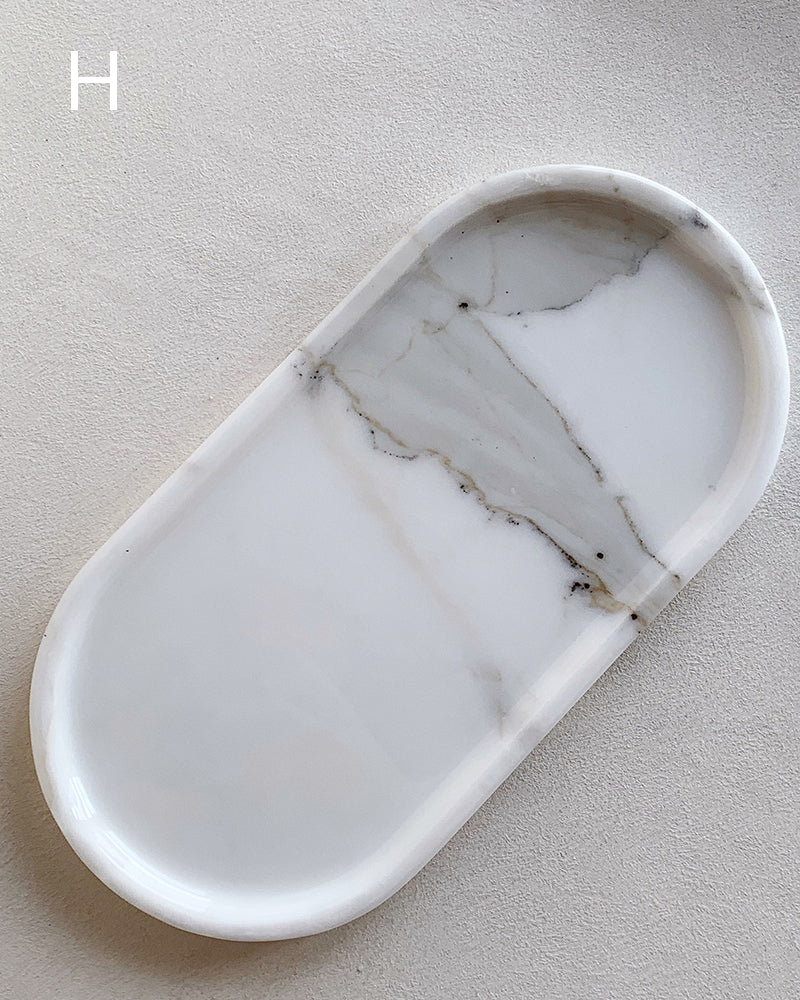 Natural Marble Square Round Tray