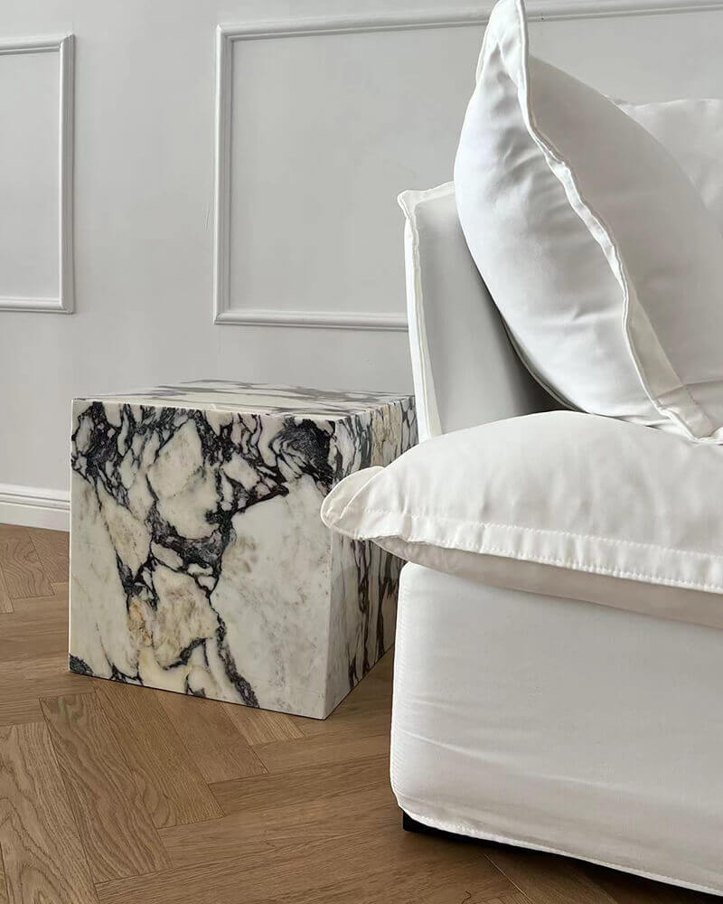 Natural Marble Plinth Square Side Table