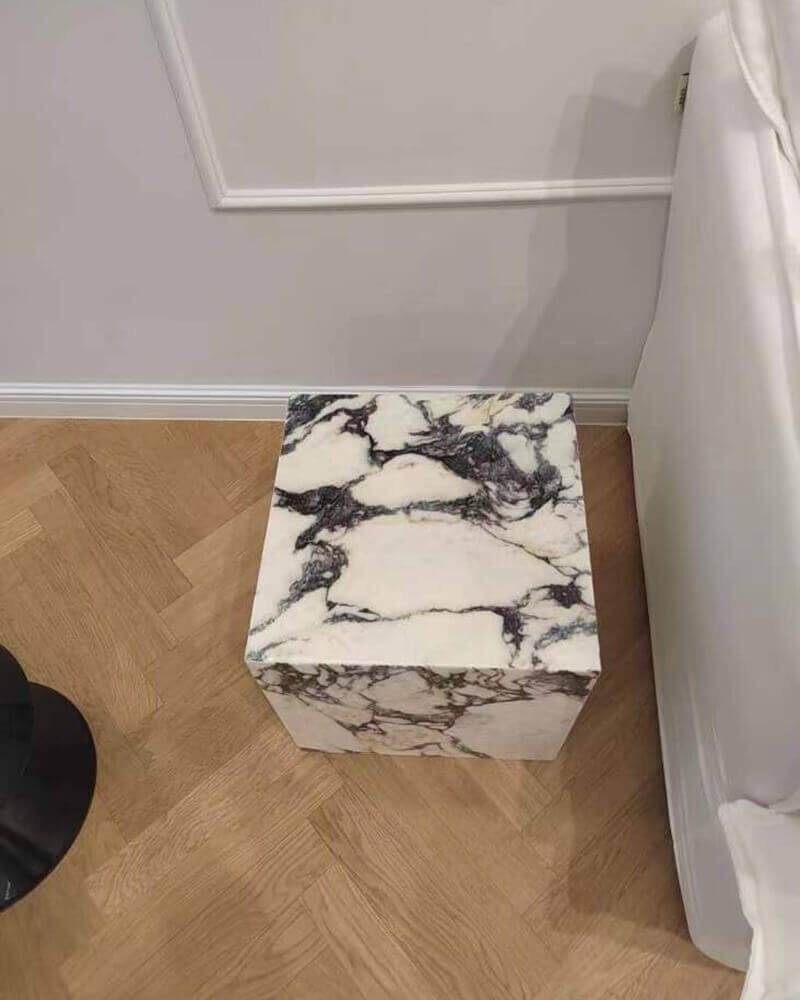 Natural Marble Plinth Square Side Table