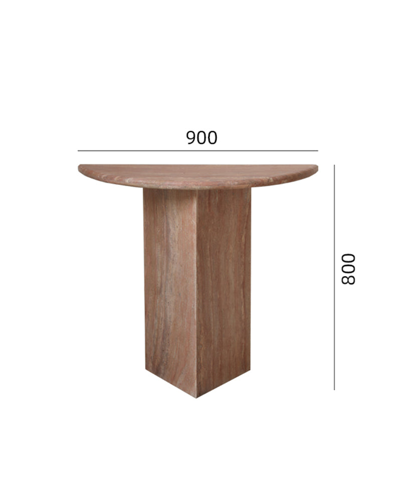 Natural Marble Travertine Triangular Sector Console Table