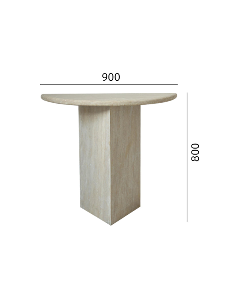 Natural Marble Travertine Triangular Sector Console Table