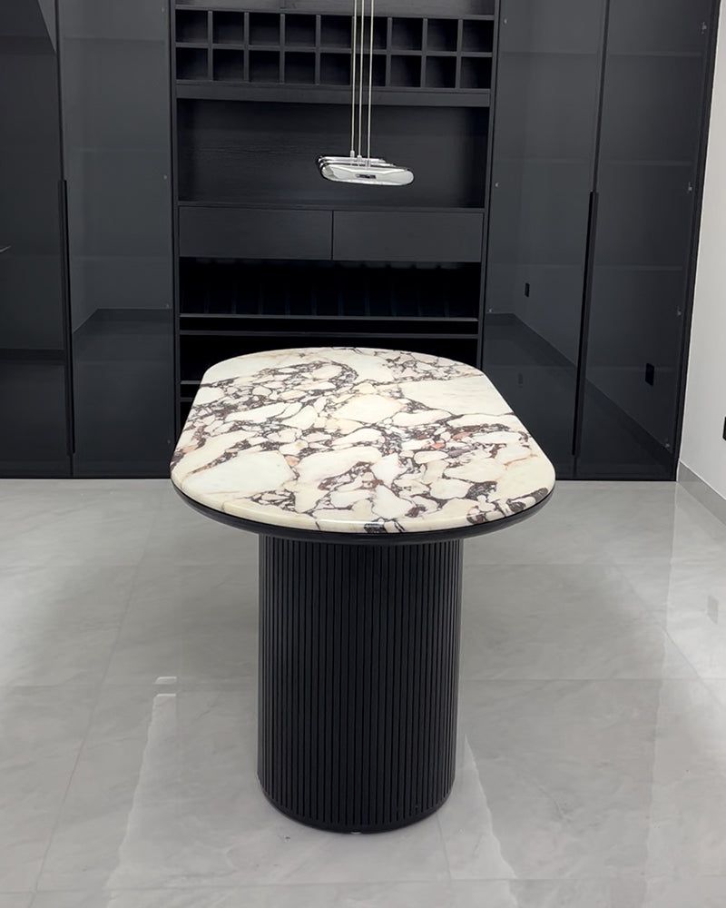 Natural Marble Wooden Base Dining Table