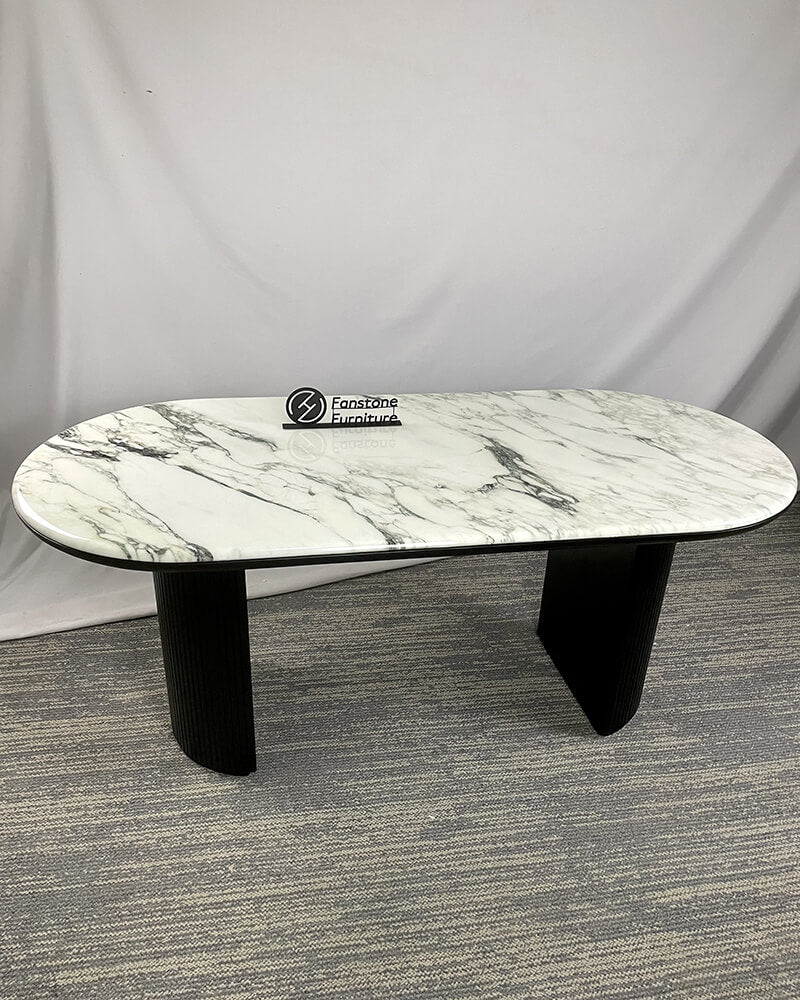Natural Marble Wooden Base Dining Table
