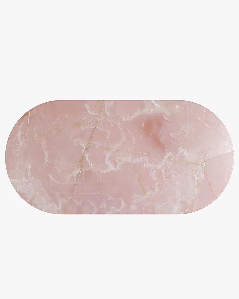 Natural Pink Onyx Dining Table - Semi-cyl Base