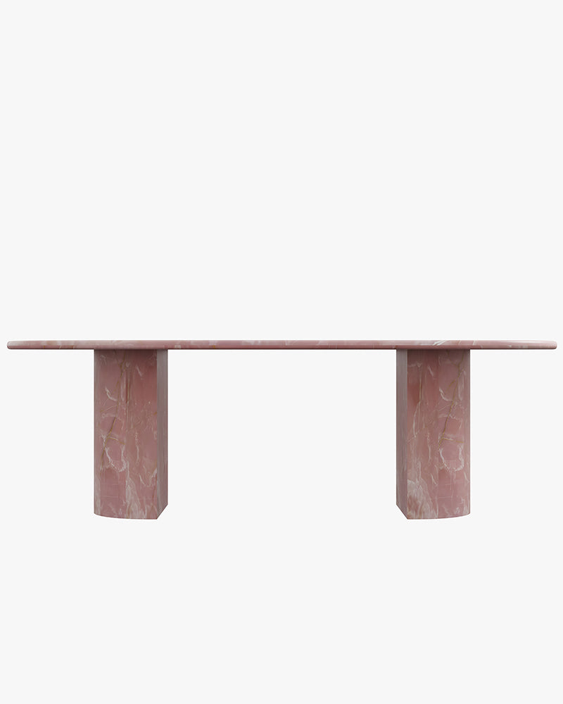 Natural Pink Onyx Dining Table - Semi-cyl Base