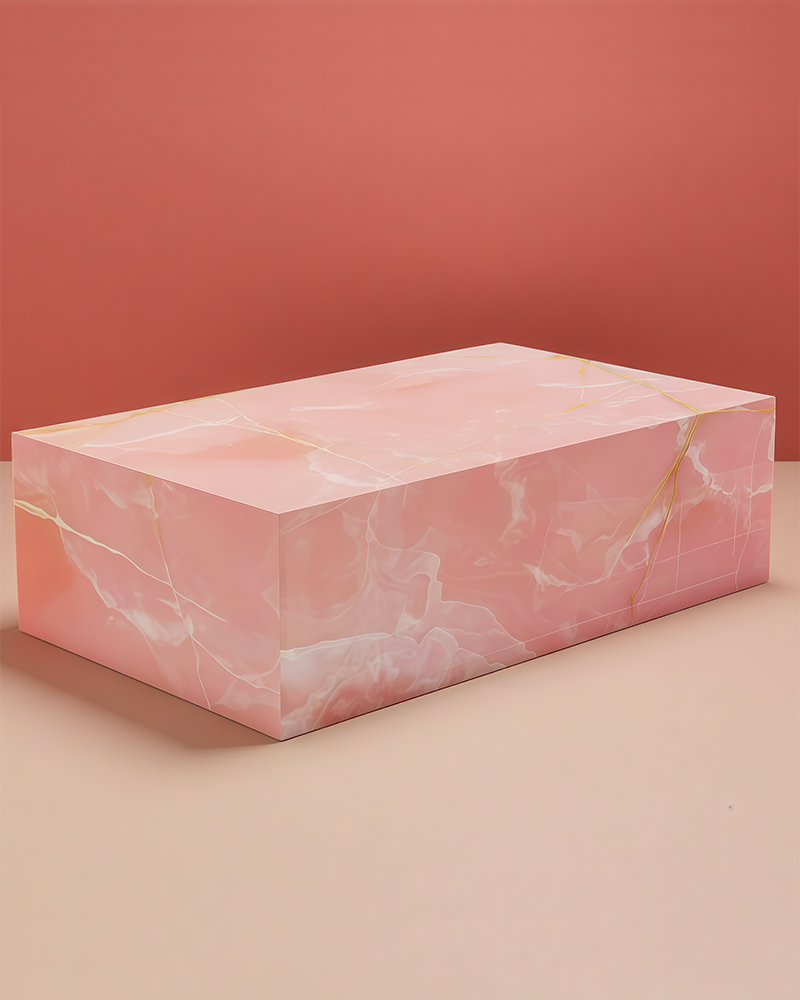 Natural Pink Onyx Plinth Coffee Table
