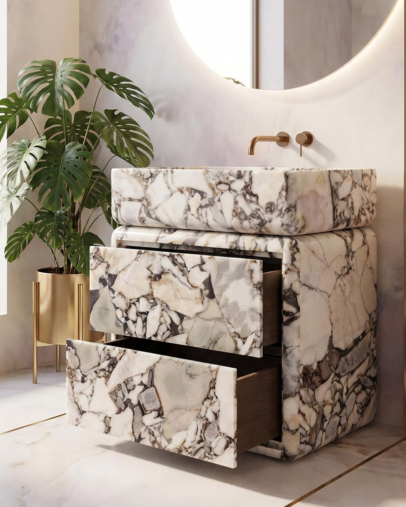 Natural Stone Bathroom Vanity Sink - Multiple Drawers