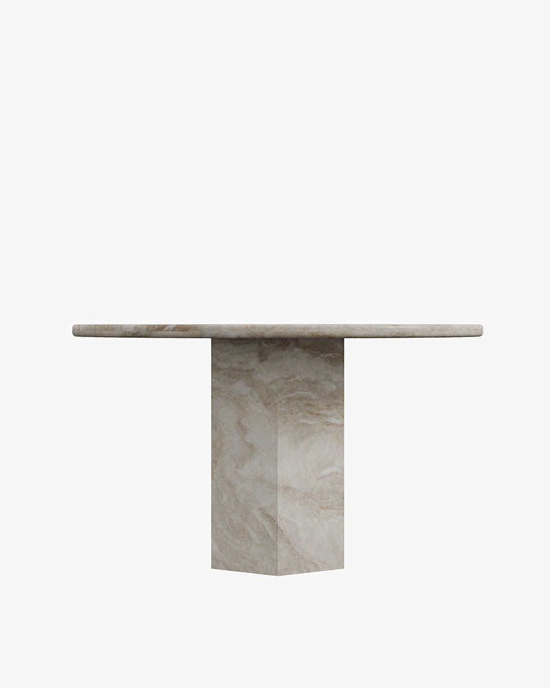 Natural Stone Taj Mahal Dining Table with Hexagon Base