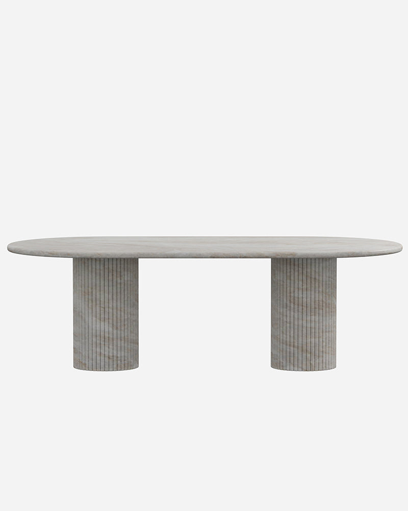 Natural Stone Taj Mahal Dining Table with Petal Base