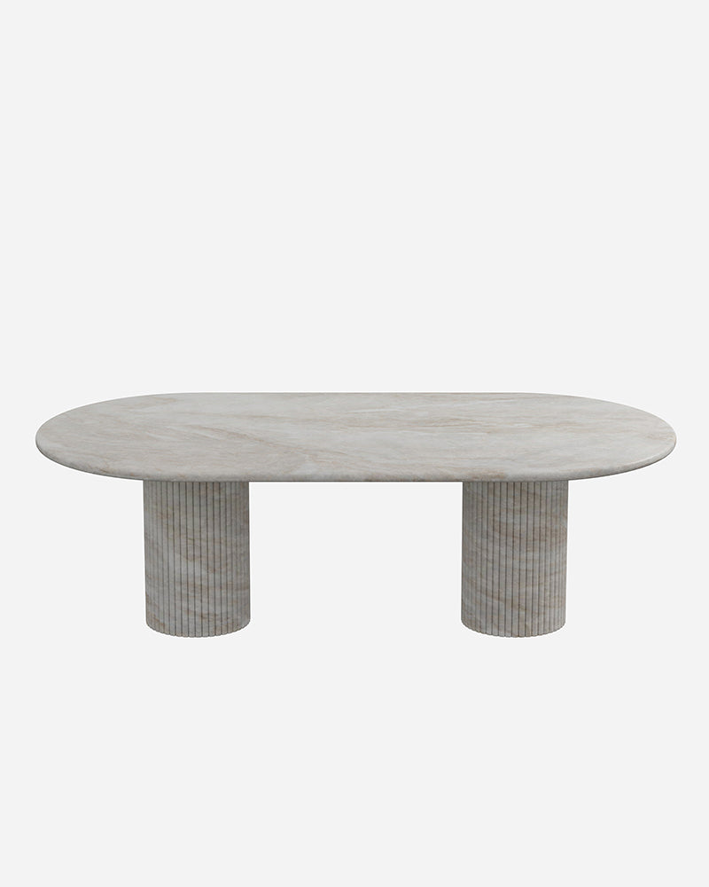 Natural Stone Taj Mahal Dining Table with Petal Base